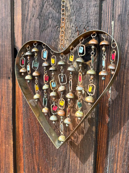 💖 Heart Wind Chime – Handcrafted Metal Garden Ornament