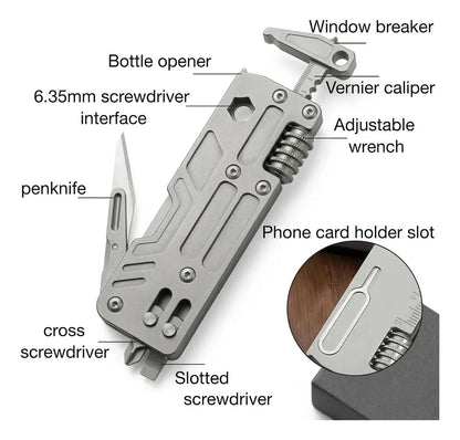 🛠️ Grade-5 Titanium 10-in-1 EDC Multi-Tool