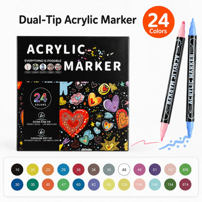 🌟Premium Dual-Tip Acrylic Markers Set | Unleash Your Creativity!🎨