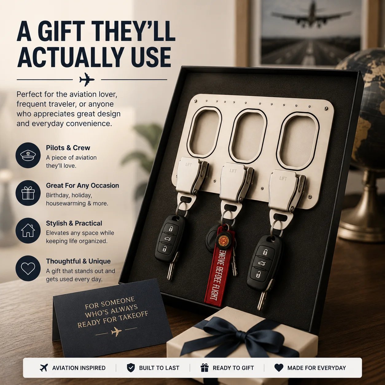 ✈️ Aviation Style Key Holder – Buckle-Inspired Wall Mounted Key Organizer for Entryway & Home