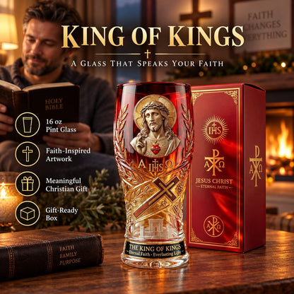 ✝️ Jesus Christ “King of Kings” Pint Glass – 16 oz