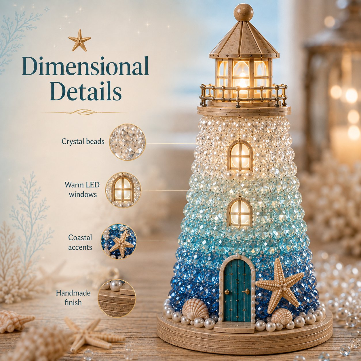 ⏳ Last Day 49% OFF – 🌊 Beginner-Friendly DIY Lighted Sea Glass-Style Lighthouse Kit Collection | Complete Kit with Sea Glass-Style Pieces, LED Lights & Step-by-Step Guide Included 💕