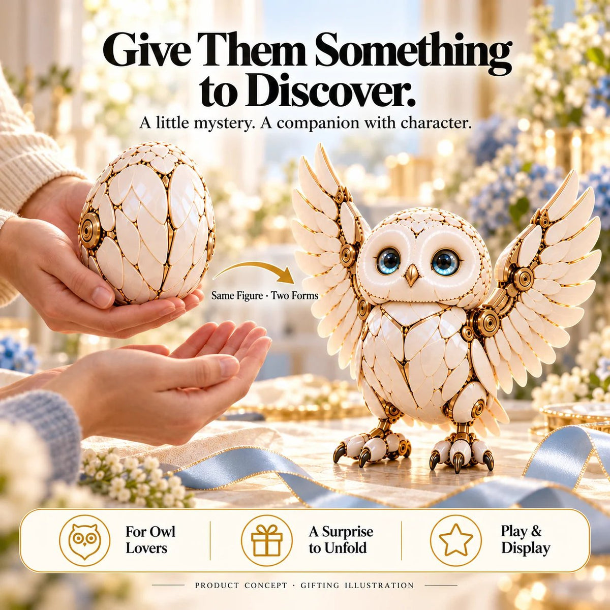 🦉 2-in-1 Transforming Mechanical Owl Egg – A Surprise to Unfold, a Companion to Display