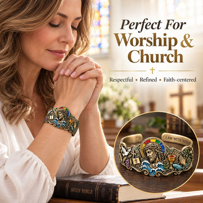 Faith Inspired Jesus Cuff Bracelet | Antique Brass With Scripture Message