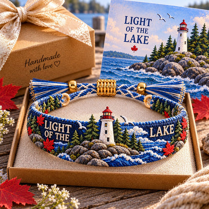 🌊 Lake Ontario Forever Embroidered Bracelet | Scenic Lake Design with Adjustable Woven Band, Meaningful Message & Gift-Ready Keepsake Box 🍁