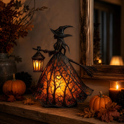 Vintage Lighted Witch Lantern Table Lamp