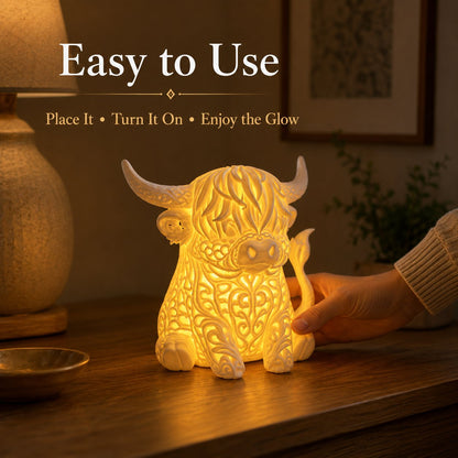 🐮 Highland Cow Projection Night Light — Glow & Cast Magical Patterns! ✨🌙