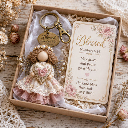 ⏳ Last Day 49% OFF – 🪽 Faith Guardian Keychain Scripture Gift Set Collection | Layered Fabric Charm, Inspirational Scripture Card & Ready-to-Gift Box Included 💕
