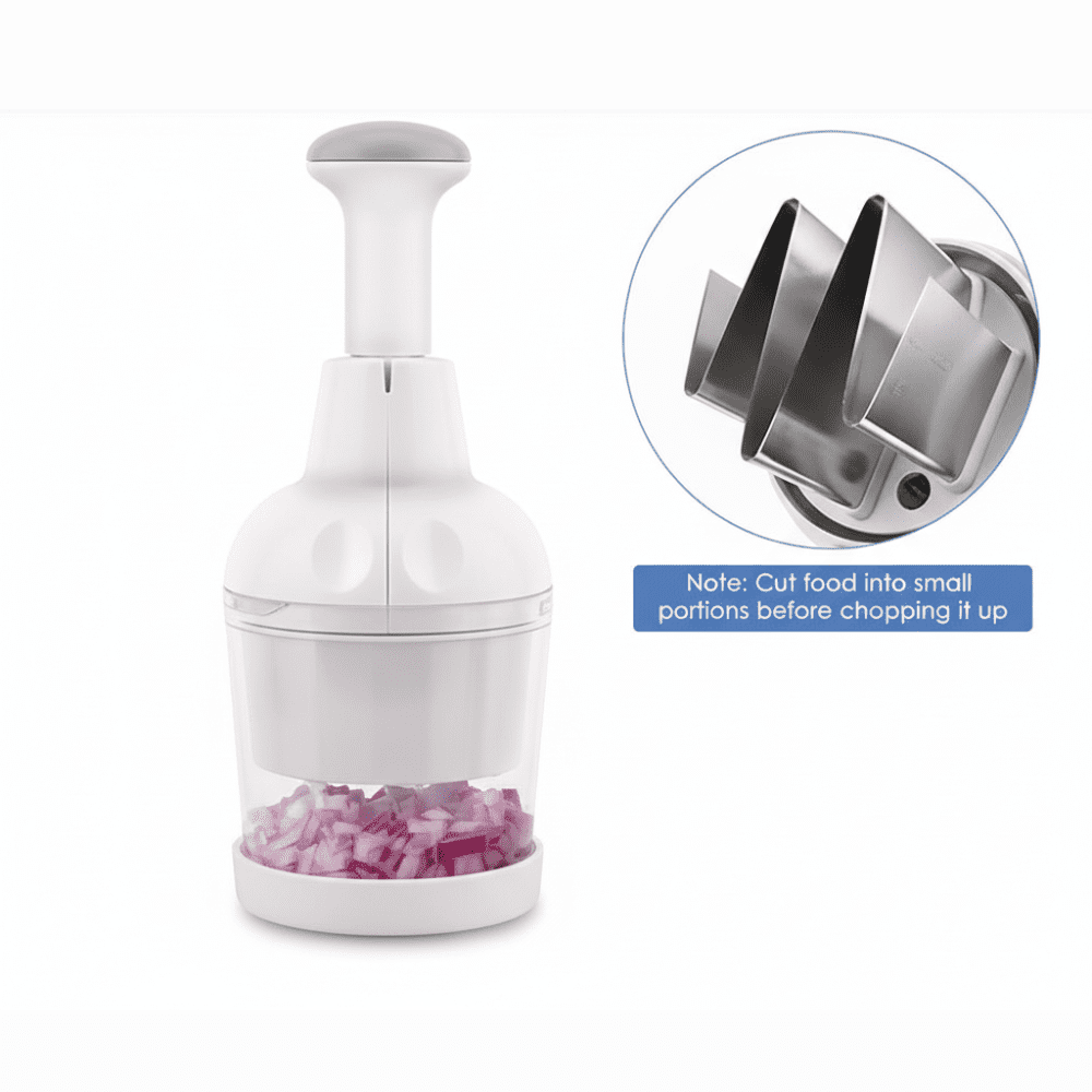Manual Food Chopper with Rotating Stainless Steel Blade