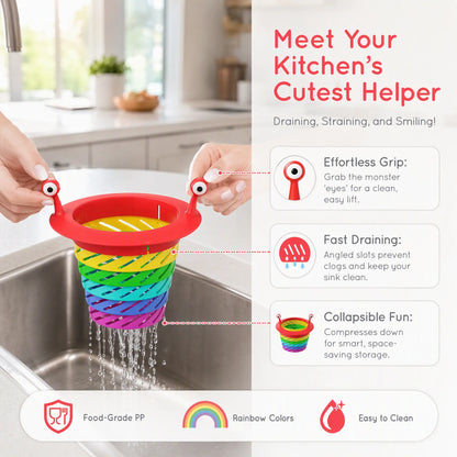 3PCS Rainbow Expandable Sink Strainer Basket, Rotatable Retractable Kitchen Sink Drain Filter🚰