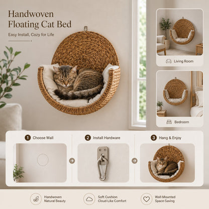 🐱 Purrfectly Cozy Handwoven Hanging Cat Bed