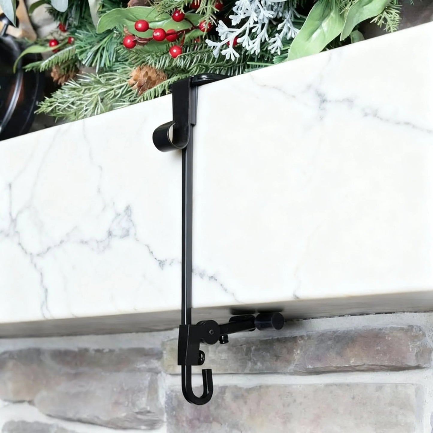 Adjustable Stocking & Garland Fireplace Mantel Hanger