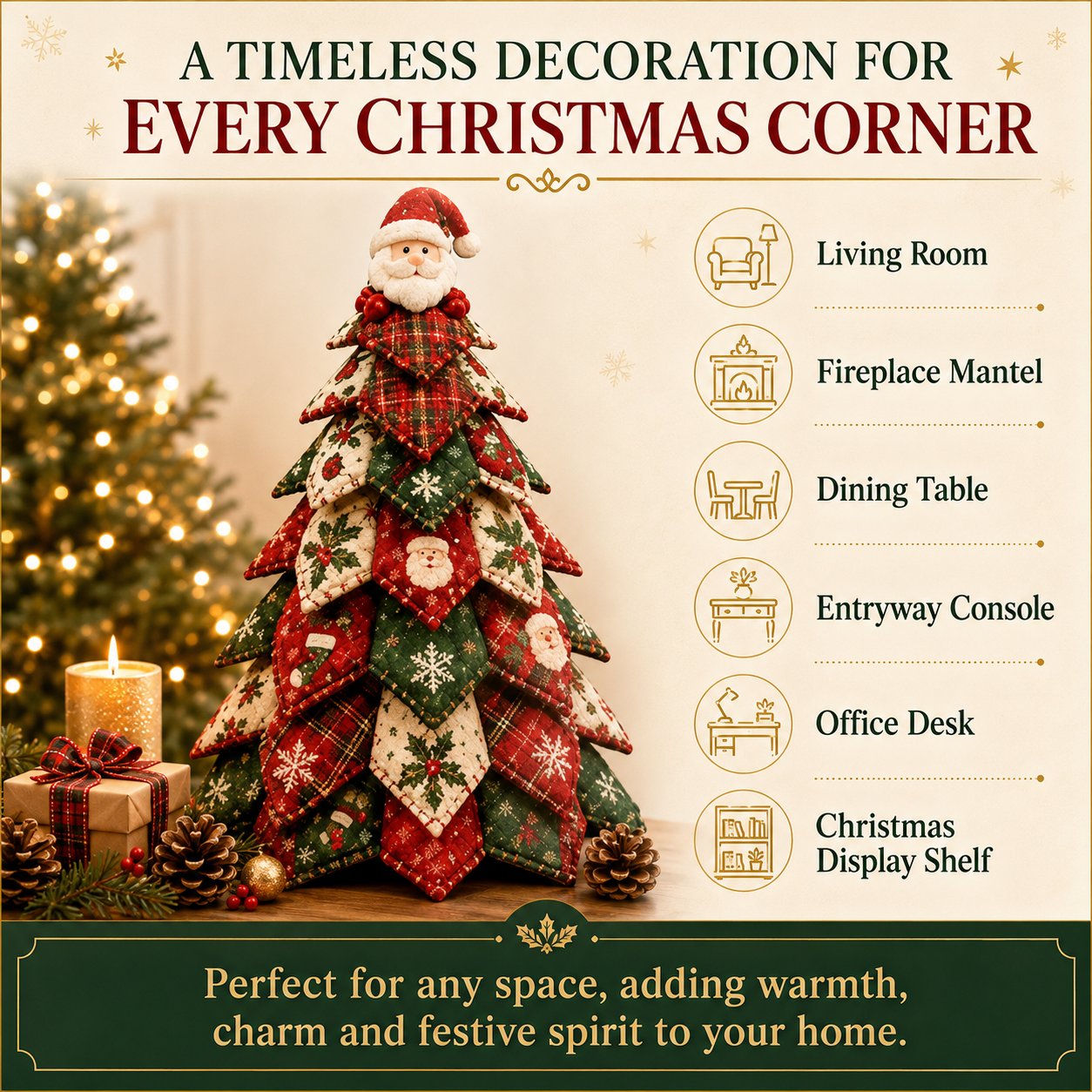 🎄 DIY Quilted Christmas Tree Kit | Layered 3D Tabletop Craft with Pre-Cut Festive Fabrics, Foam Base & Easy Instructions 🧵✨