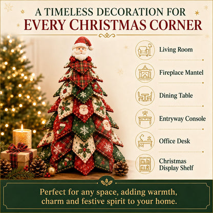 🎄 DIY Quilted Christmas Tree Kit | Layered 3D Tabletop Craft with Pre-Cut Festive Fabrics, Foam Base & Easy Instructions 🧵✨