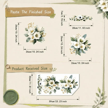 🌸3 Piece Golden Floral Toilet Stickers – Pearl-Inspired Bathroom Decals