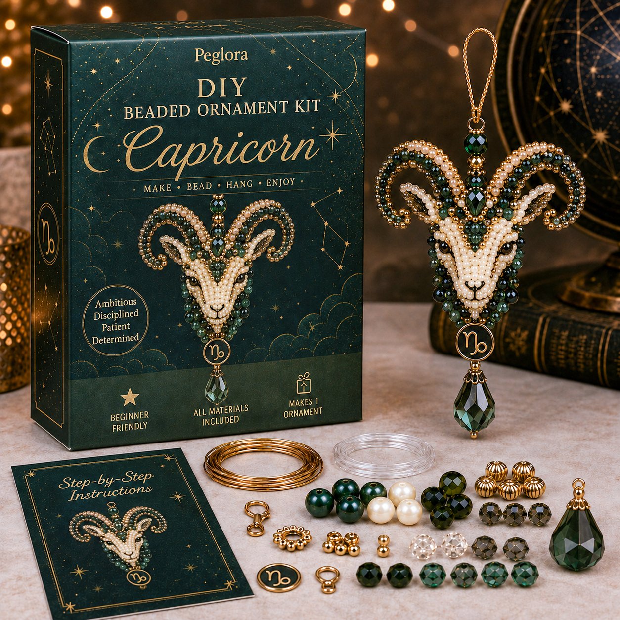 ⏳ Last Day 49% OFF – 🌙 Beginner-Friendly Zodiac Blessing Beaded Ornament DIY Kit Collection | Complete Kit with Beads, Crystal Accents, Zodiac Charms & Step-by-Step Guide Included 💕