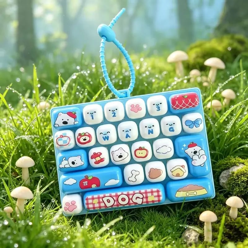 26-Key Mini Fidget Keyboard Keychain Portable Clicky Sensory Toy & Backpack Charm for Teens 14+ and Adults