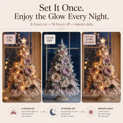 🌸🎄Blush Bloom Pre-Lit Floral Christmas Tree