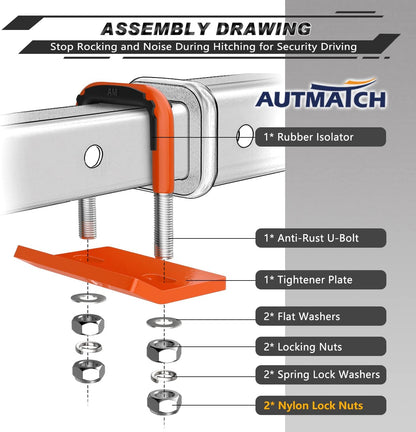 🚛 Heavy Duty Anti-Rattle Trailer Hitch Tightener Stabilizer
