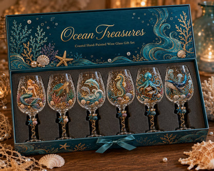 ⏳ Last Day 49% OFF – 🌊 3D Ocean Treasures Sculpted Glass Collection | Premium Clear Stemware with Raised Marine Figures, Shell & Pearl Details & Underwater-Inspired Accents ✨