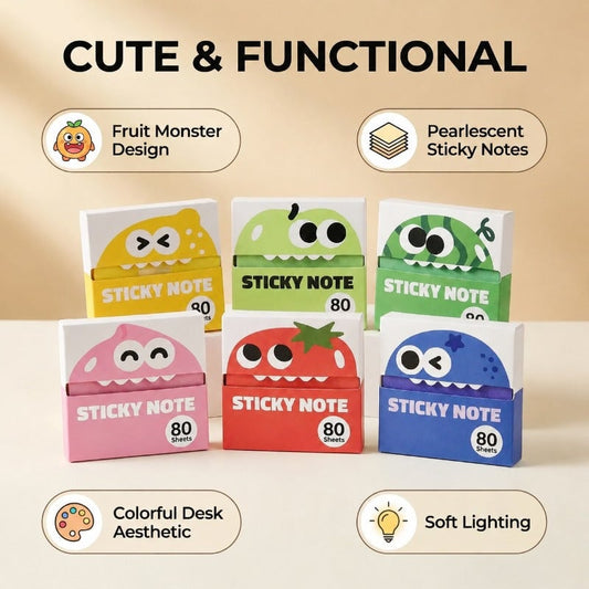 Cute Fruit Monster Pop-Up Sticky Notes