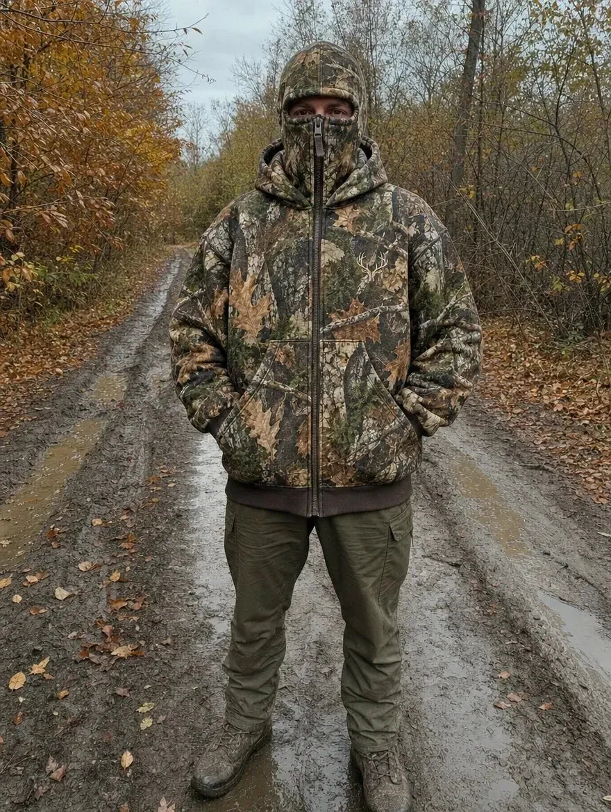 🦌 HunterZip Hunting Hoodie – Built-In Face Mask for Cold-Weather Adventures