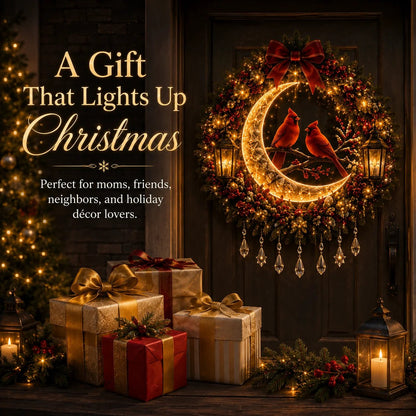 🎄✨ Christmas Moonlight Wreath Collection – Lighted Holiday Door Decor