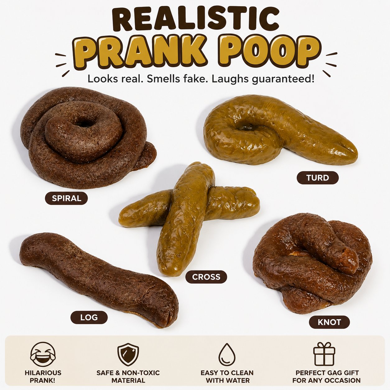 🔥LAST DAY 50% OFF - 💩 PoopPrank™ 5-Pack Realistic Fake Poop Set – Hilarious Gag & Prank Props