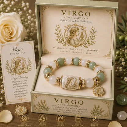 ⏳ Last Day 49% OFF – ♈ 12 Zodiac Natural Chalcedony Bracelet Collection | 10–12mm Gemstone Beads, Symbolic Zodiac Charm, Stretch Fit & Collector’s Gift Box Included ✨