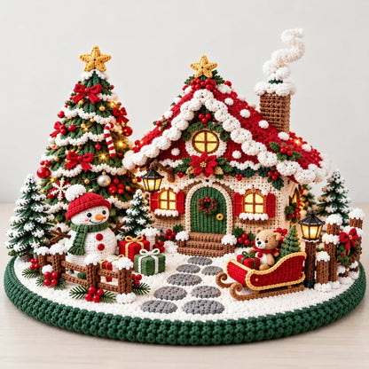 Crochet pattern for a festive winter village with a chalet – Amigurumi