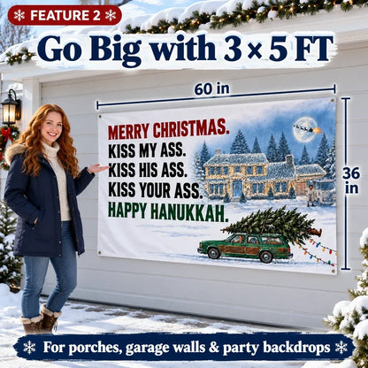 🎅 3x5FT Single Sided Christmas Funny Quote Flag with Metal Grommets | Adult Humor Holiday Yard Decoration
