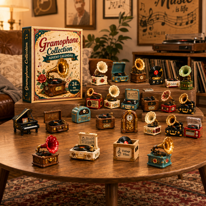Gramophone Collection Advent Calendar 2027 – 24 Vintage Record Player & Music Miniatures, Retro Collectible Gift for Music Lovers