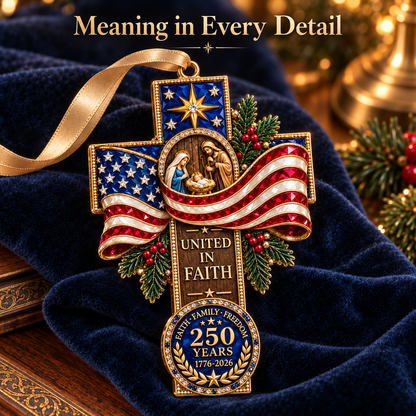 2026 United in Faith Nativity Cross Christmas Ornament – 250th Anniversary Keepsake Gift