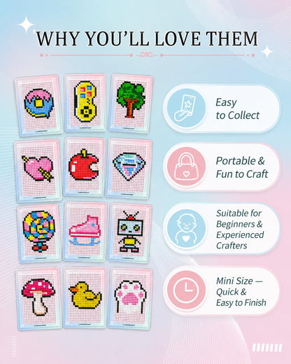 👨‍🎨✨Freestyle Mini Diamond Art Cards, 30PCS Cute Pixel DIY Craft Cards for Diamond Painting Lovers