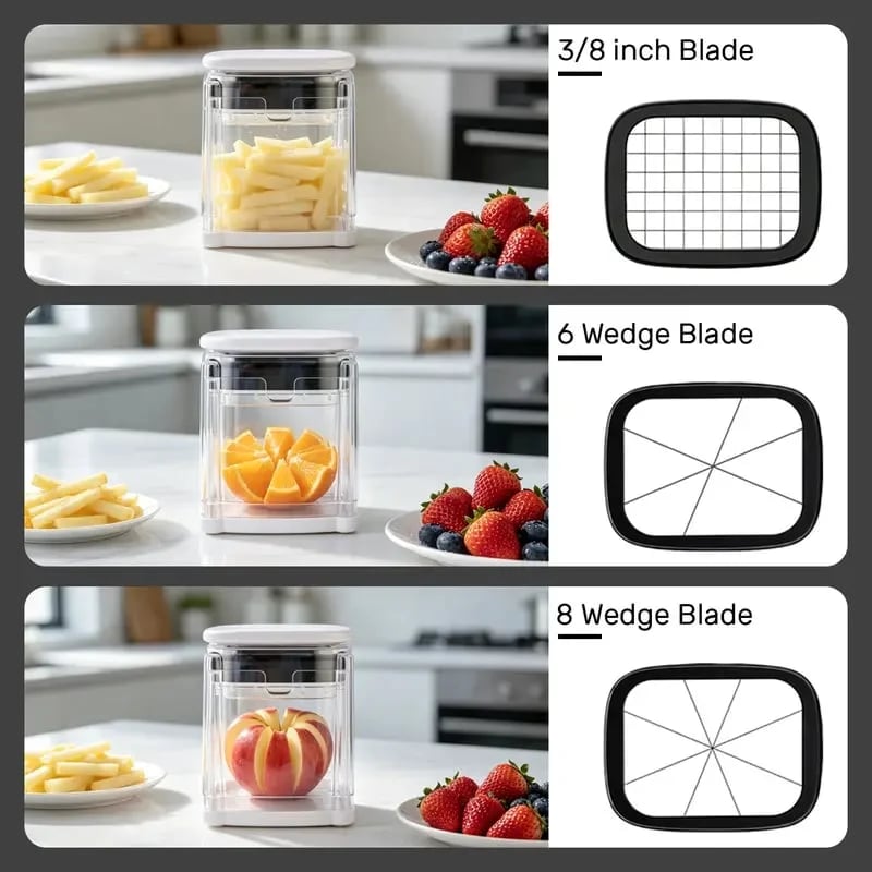 🏆20K+ SOLD 🔥2026 Hot Sale - Fingersafe French Fry Cutter – Stainless Steel Potato Slicer with Detachable Interchangeable Blades