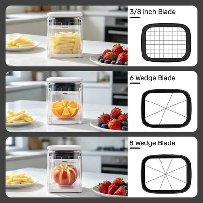 🏆20K+ SOLD 🔥2026 Hot Sale - Fingersafe French Fry Cutter – Stainless Steel Potato Slicer with Detachable Interchangeable Blades