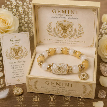 ⏳ Last Day 49% OFF – ♈ 12 Zodiac Natural Chalcedony Bracelet Collection | 10–12mm Gemstone Beads, Symbolic Zodiac Charm, Stretch Fit & Collector’s Gift Box Included ✨