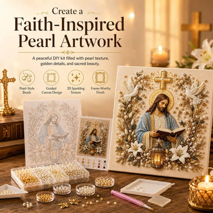 ✝️DIY Jesus Pearl Art Kit | 3D Pearl-Style Christian Artwork for Prayer Corners & Faith Gifts