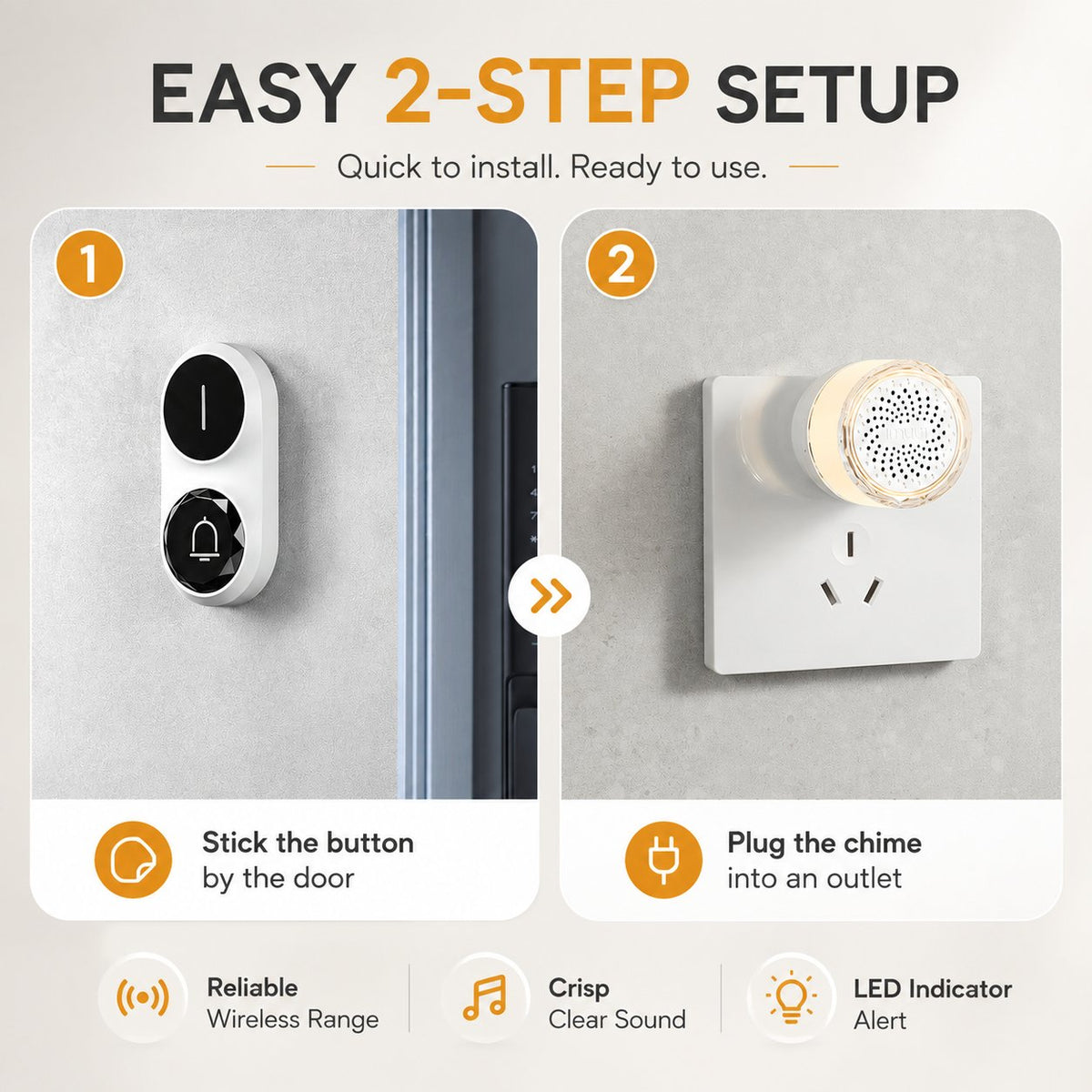 Light-Up Wireless Doorbell & Plug-In Chime