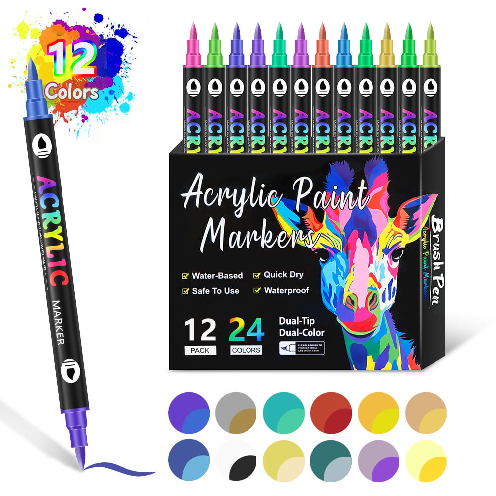 🎉🔥49%OFF - Dual Tip Acrylic Paint Pen Marker - 24/48/72 Colours