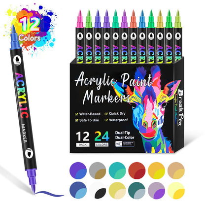 🎉🔥49%OFF - Dual Tip Acrylic Paint Pen Marker - 24/48/72 Colours