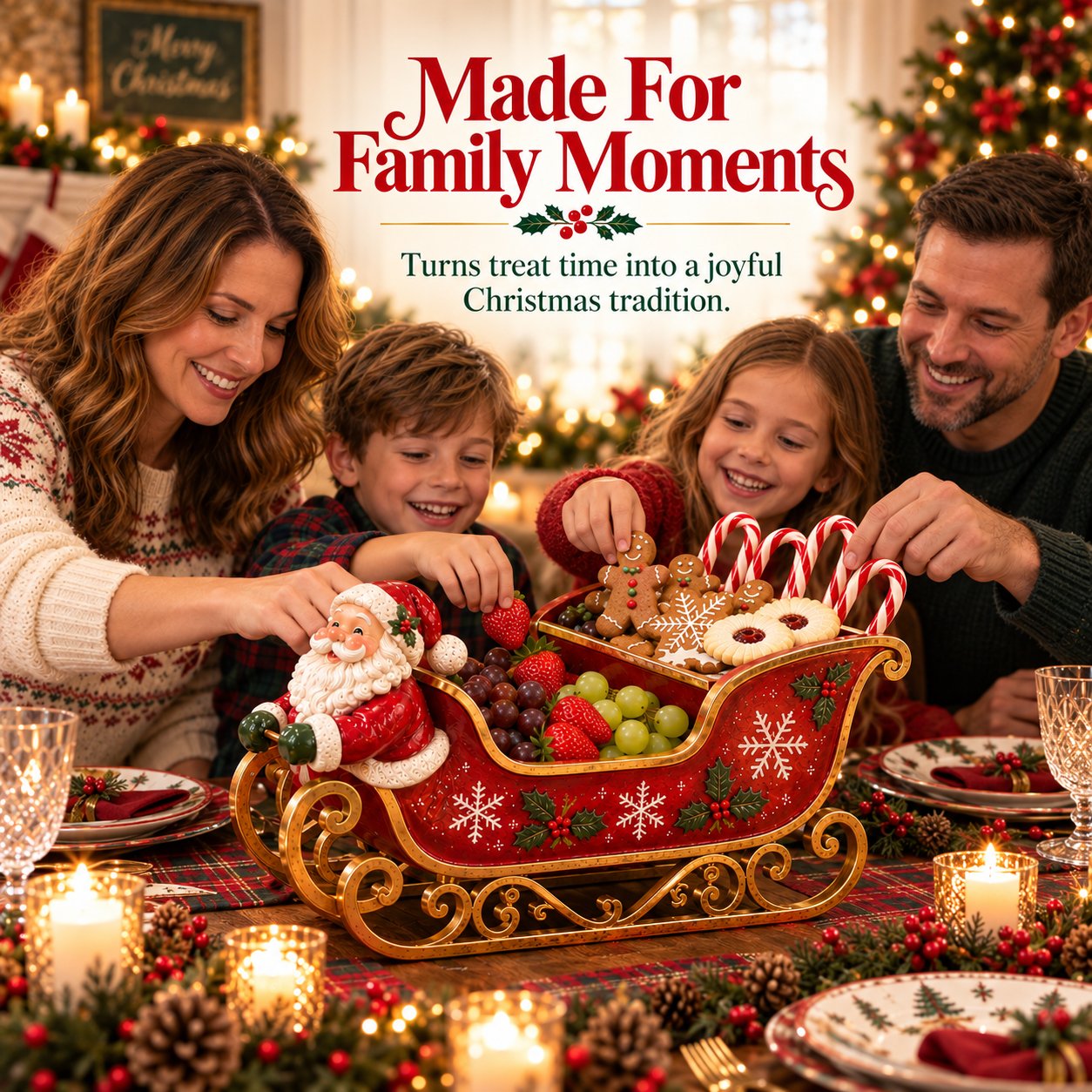 Santa Sleigh Holiday Serving Centerpiece