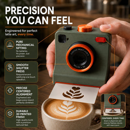 3D Printed Latte Art Camera | One-Touch Coffee Stencil Printer Kit