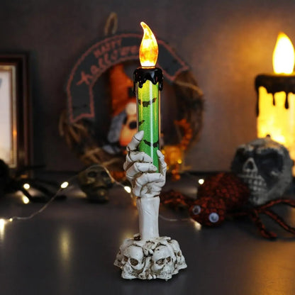 💀🕯️ Haunted Skeleton Hand Candle Light