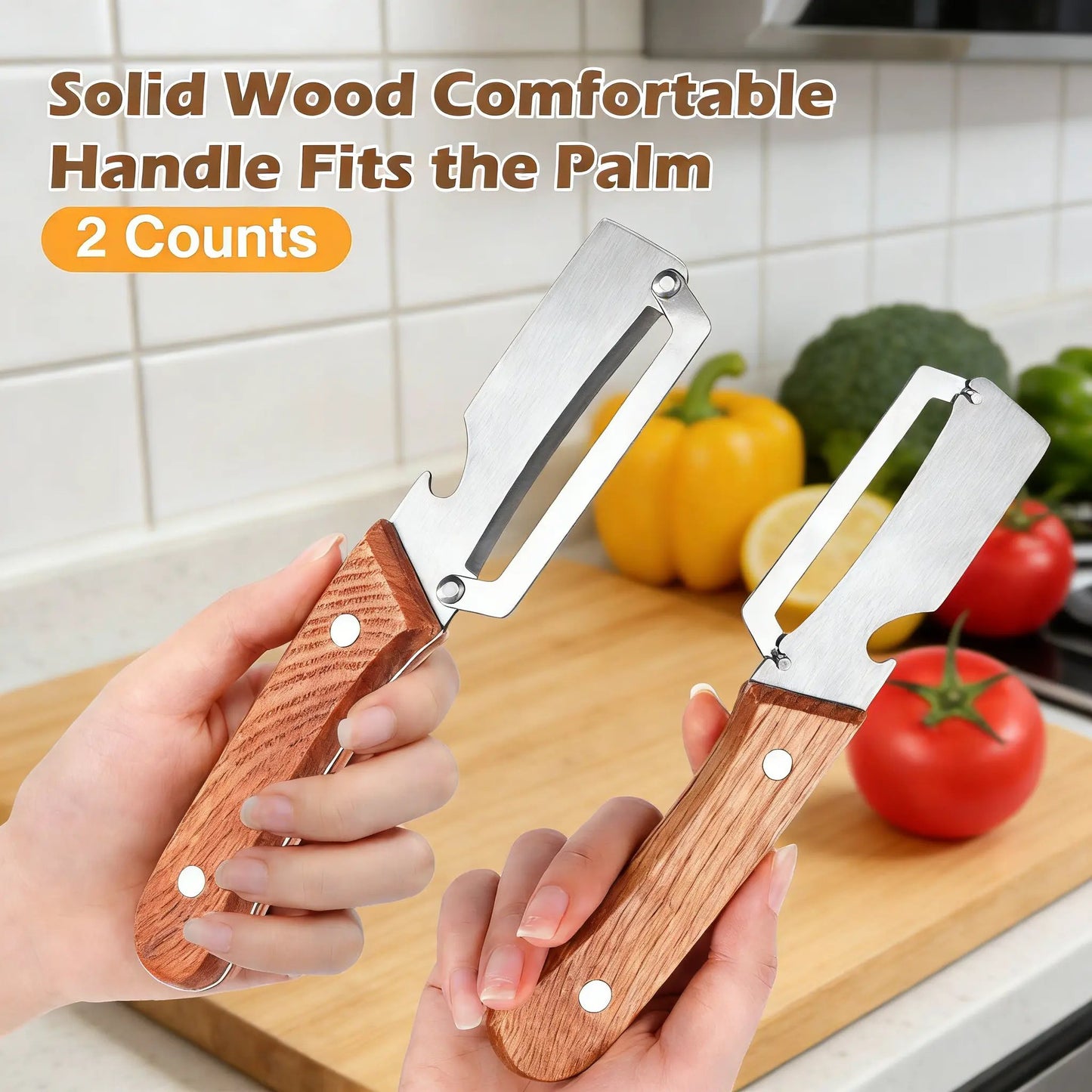 🔥Wooden-Handled Stainless Steel Sharp Peeler