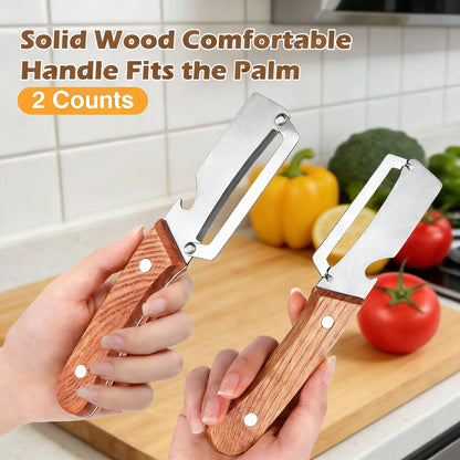 🔥Wooden-Handled Stainless Steel Sharp Peeler