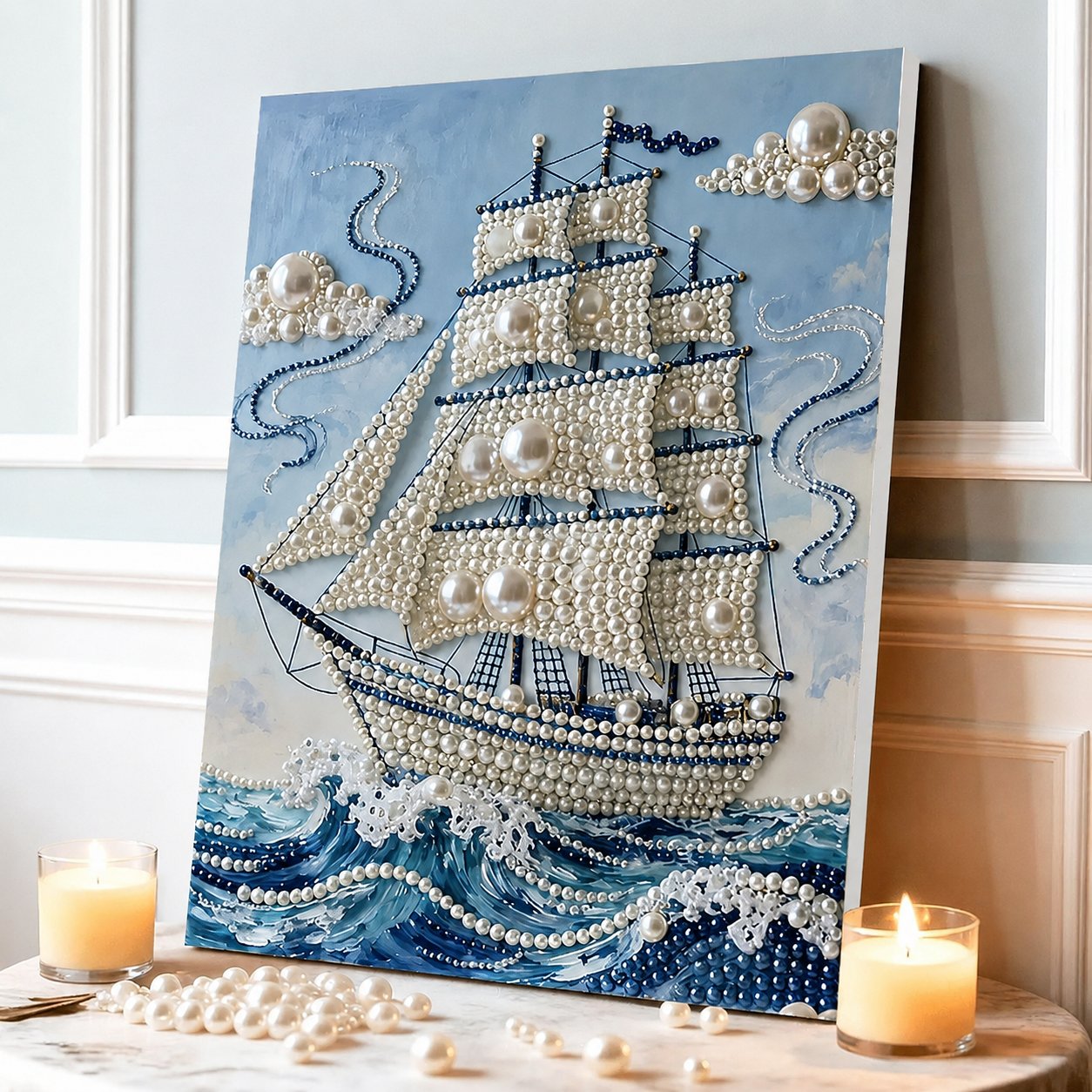 ✨ LAST DAY 49% OFF – Premium Pearl Self-Adhesive Canvas Art Kit | Pre-Printed Oil Canvas with Acrylic Pearl Pieces DIY Elegant 40×50cm Wall Decor 🖼️💎