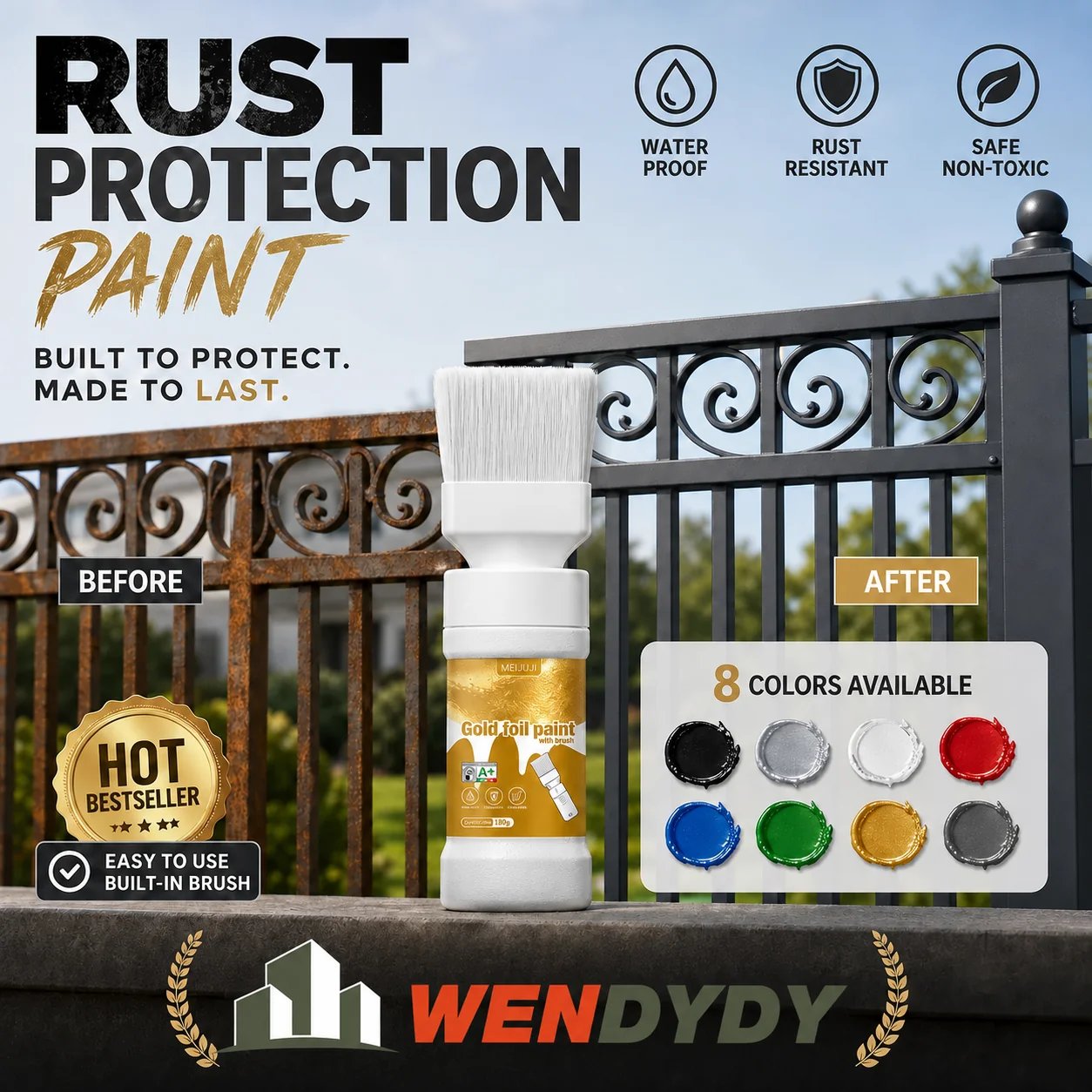 🔥HOT SALE🔥✨New Arrival✨🖌️🏠Water-Based Metallic Silver Paint with Built-in Brush💥👍
