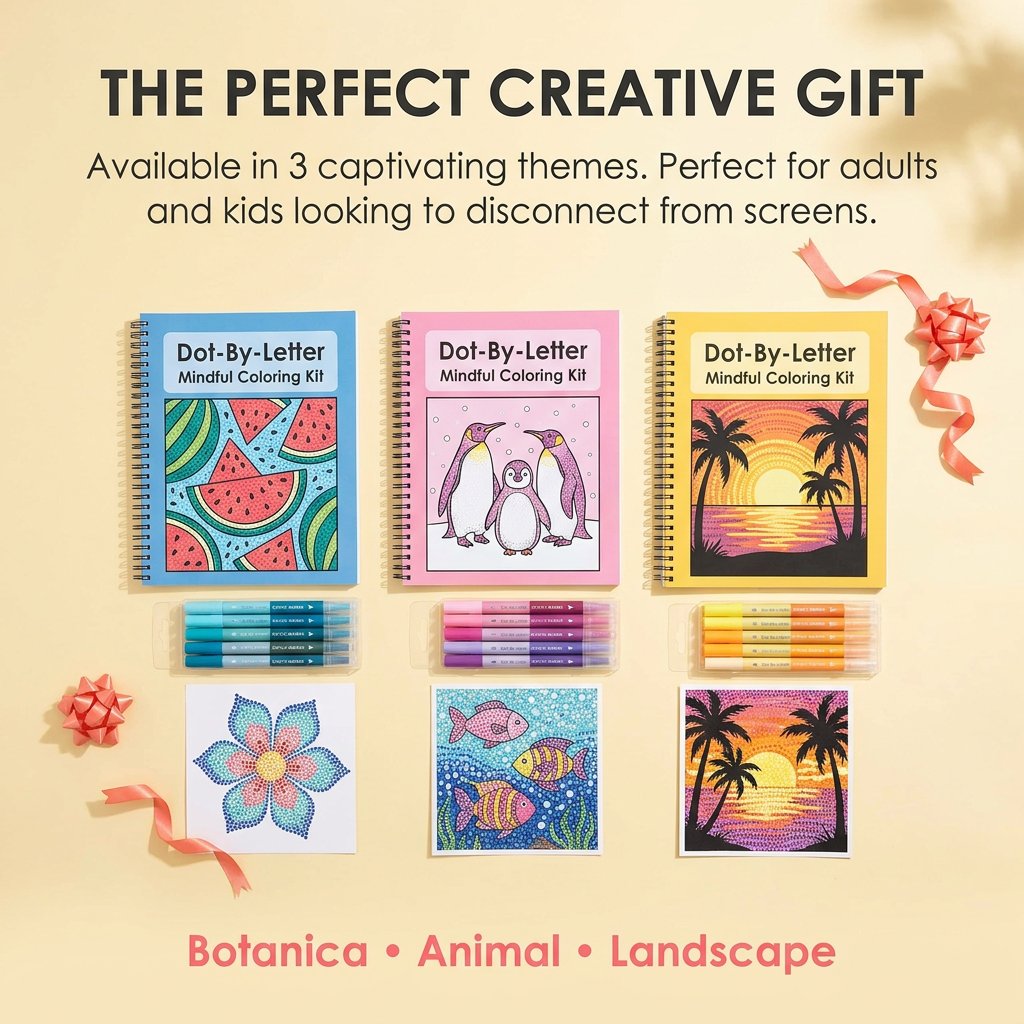 🎨📖Dot-By-Letter Mindful Coloring Kit - Stress Relief Dot Marker Art Set with 10 Vibrant Colors & 20 Hidden Scene(📦Buy 2 Free Shipping)