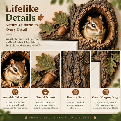 ⏰LAST DAY 50% OFF 🐿️ 3D Chipmunk Tree Hollow Door Topper | Woodland Animal Doorway Decor For Cozy Nature Homes